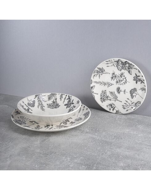 Weiß/grauer Dessertteller - D. 19 cm