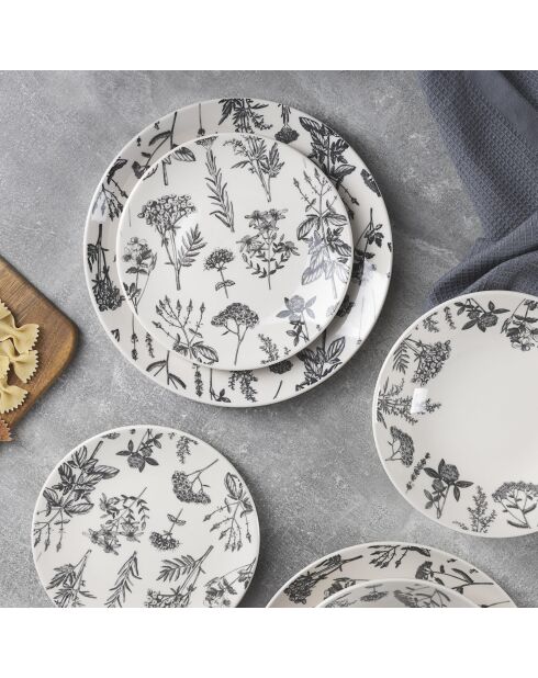 Weiß/grauer Dessertteller - D. 19 cm