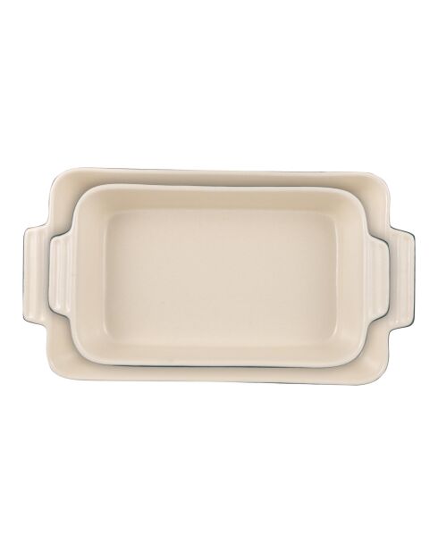 Set mit 2 Küchenutensilien: Löffel und Spatel + 2 rote/grüne rechteckige Schalen