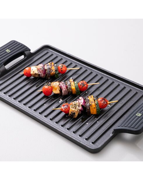 GriIl rectangulaire avec poignées noir - D. 43×23 cm