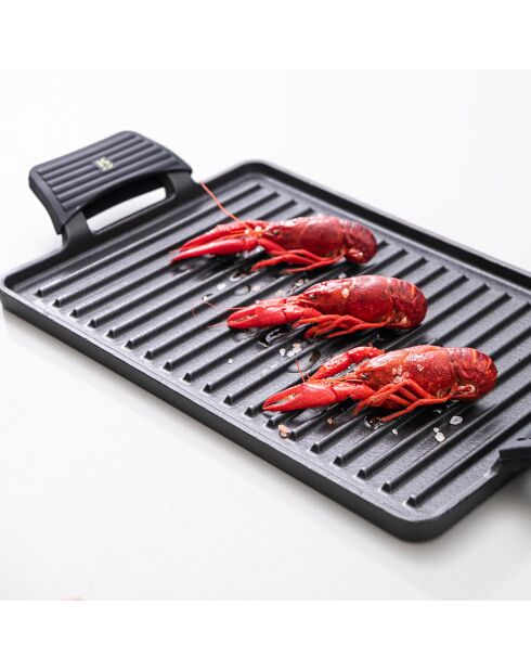 GriIl rectangulaire avec poignées noir - D. 43×23 cm