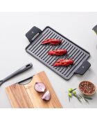 Rechteckiger Grill mit schwarzen Griffen - D. 43×23 cm