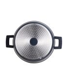 Cazuela MasterPro de color gris índigo con tapa de inducción, diámetro 28 x 13 cm