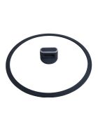 Cazuela MasterPro de color gris índigo con tapa de inducción, diámetro 28 x 13 cm