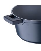 Cazuela MasterPro de color gris índigo con tapa de inducción, diámetro 28 x 13 cm