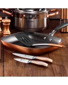 Lot de 3 Couteaux + support mural magnétique cuivre