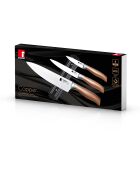 Lot de 3 Couteaux + support mural magnétique cuivre