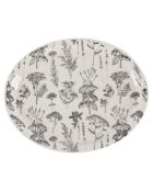 Plat de service ovale blanc/ gris - D. 30,5x24 cm