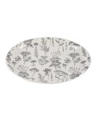 Plat de service ovale blanc/ gris - D. 30,5x24 cm