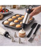 Schwarze Sockelpfanne - D. 25,5 x 19,5 cm