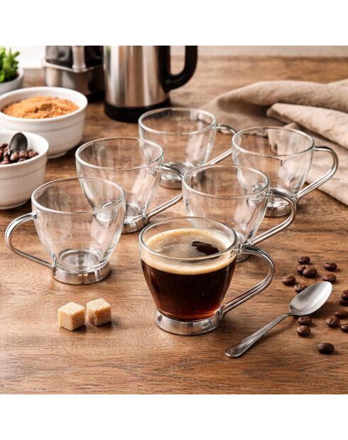 Lot de 6 Tasses à thé transparentes - 170 ml
