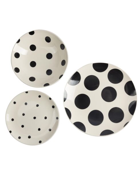 Weißes/schwarzes Tafelservice - 12 Stück