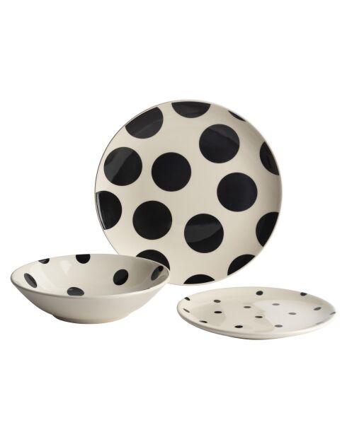 Weißes/schwarzes Tafelservice - 12 Stück