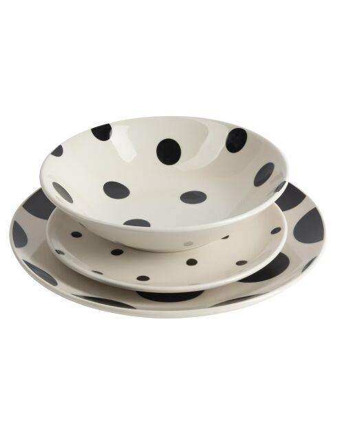 Weißes/schwarzes Tafelservice - 12 Stück