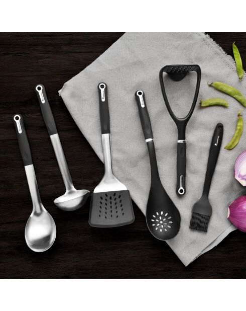 Espátula acanalada plateada para amantes de la comida - D. 33,6x9,5x4,6cm