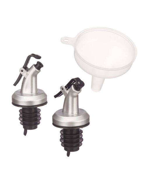 Lot de 2 Doseurs entonnoir transparents/métaux