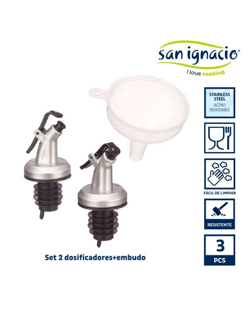 Lot de 2 Doseurs entonnoir transparents/métaux