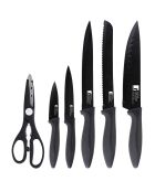 Kookgerei met potten + Grillpan + 5 messen met schaar MasterPro zwart/grijs