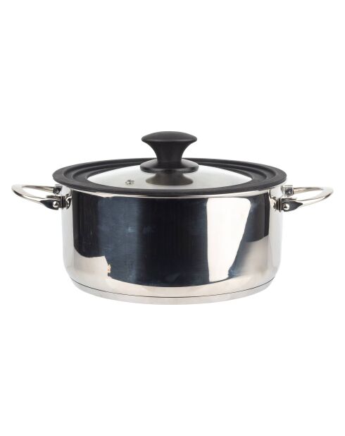 Utensilios de cocina con ollas + sartén para asar + 5 cuchillos con tijeras MasterPro negro/gris