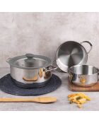 Kookgerei met potten + Grillpan + 5 messen met schaar MasterPro zwart/grijs