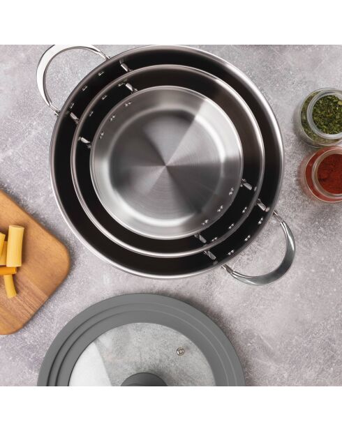 Kookgerei met potten + Grillpan + 5 messen met schaar MasterPro zwart/grijs