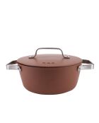 Kookpot met bronzen deksel - D. 28x12,5cm