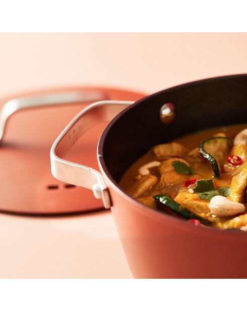 Kookpot met bronzen deksel - D. 28x12,5cm