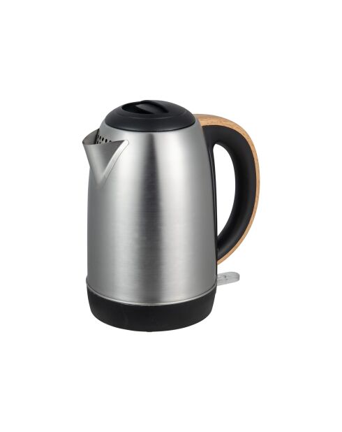 Hervidor eléctrico plateado/negro/marrón de 2200 W, 1.7 L