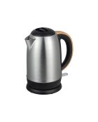 Hervidor eléctrico plateado/negro/marrón de 2200 W, 1.7 L