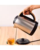 Hervidor eléctrico plateado/negro/marrón de 2200 W, 1.7 L