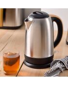 Hervidor eléctrico plateado/negro/marrón de 2200 W, 1.7 L