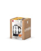 Hervidor eléctrico plateado/negro/marrón de 2200 W, 1.7 L