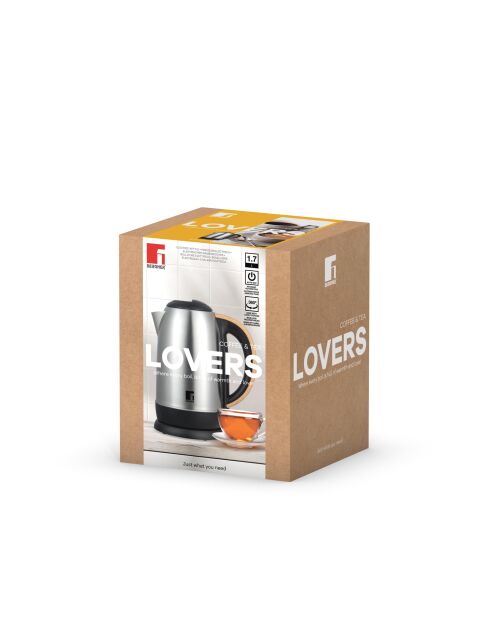 Hervidor eléctrico plateado/negro/marrón de 2200 W, 1.7 L