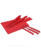 Lot de 5 Couteaux de cuisine + planche à découper rouges