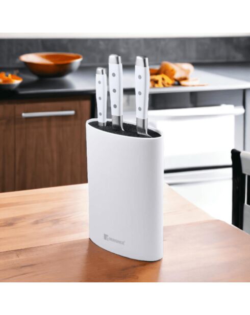 Lot de 3 Couteaux avec un support blancs