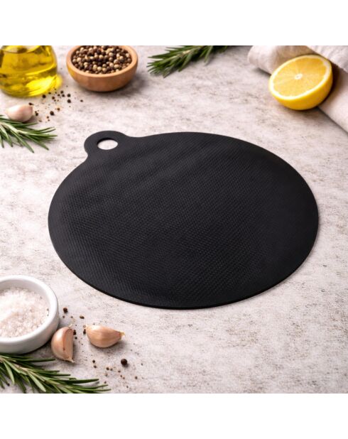 Zwarte ronde kookmatbeschermer voor inductiekookplaat - D. 22x22x0,4cm