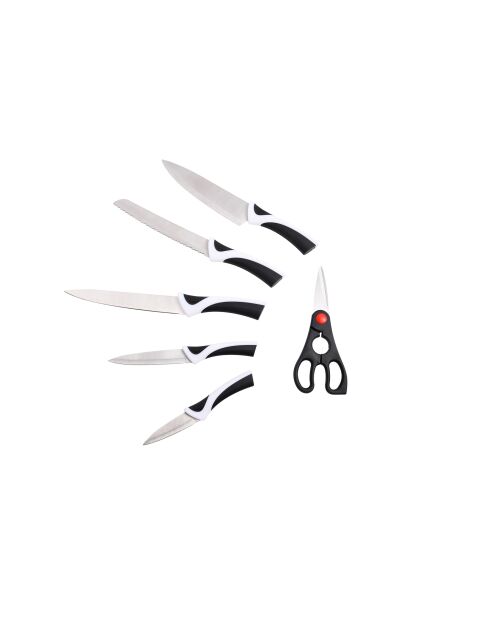 Lot de 5 Couteaux et ciseaux Kyoto argentés/ noirs/ blancs