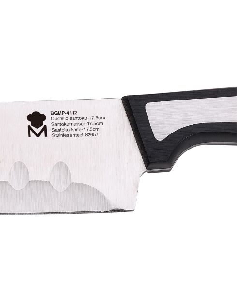 Couteau santoku tranchant MasterPro argenté - D. 17,5cm