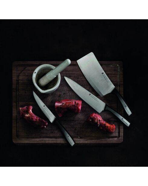 Couteau santoku tranchant MasterPro argenté - D. 17,5cm