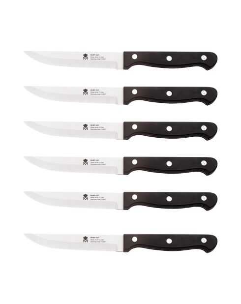 Lot de 6 Couteaux à steak avec lame noirs - D. 11,25 cm