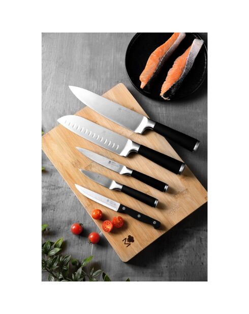 Lot de 6 Couteaux à steak avec lame noirs - D. 11,25 cm