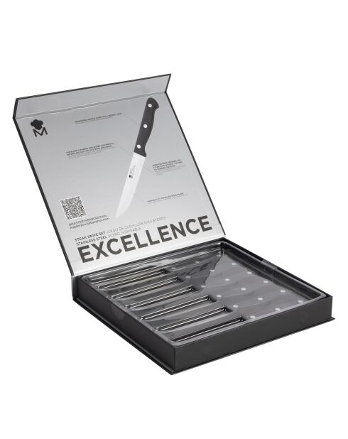 Lot de 6 Couteaux à steak avec lame noirs - D. 11,25 cm