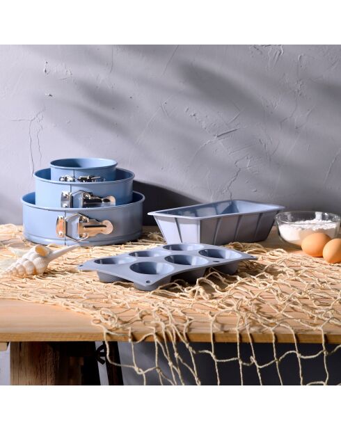 Noia San Ignacio Muffinförmchen, blau, Durchmesser 26,8 x 16,5 x 3 cm, 6 Stück