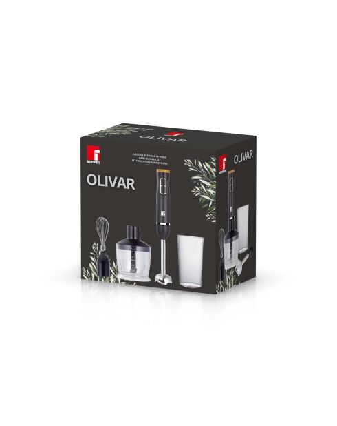 Olivar 1000W zwart/bruin/transparante staafmixerset - 600 ml
