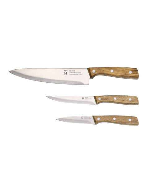 Lot de 3 Couteaux de cuisine Noia San Ignacio marrons