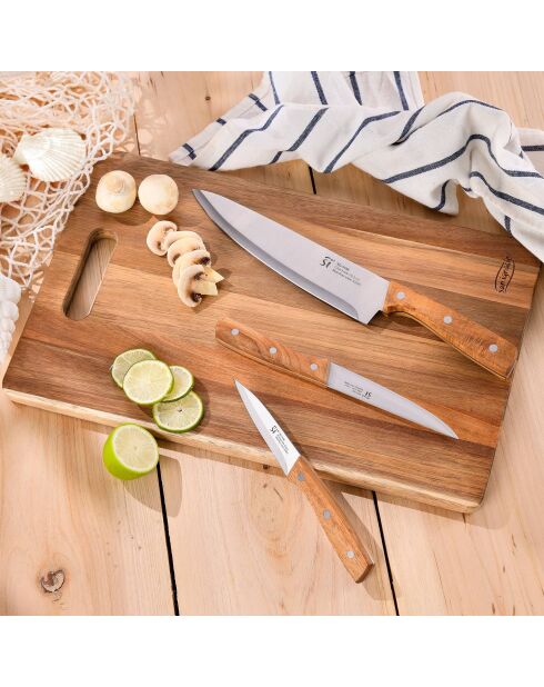 Lot de 3 Couteaux de cuisine Noia San Ignacio marrons