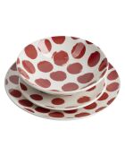 Weiß/rotes Tafelservice - 12 Stück