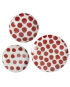 Weiß/rotes Tafelservice - 12 Stück