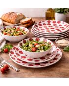 Weiß/rotes Tafelservice - 12 Stück