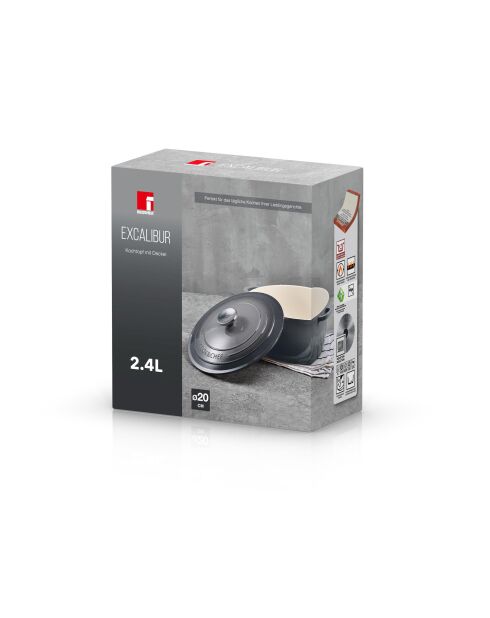 Kookpot met grijs deksel - D. 20x9 cm